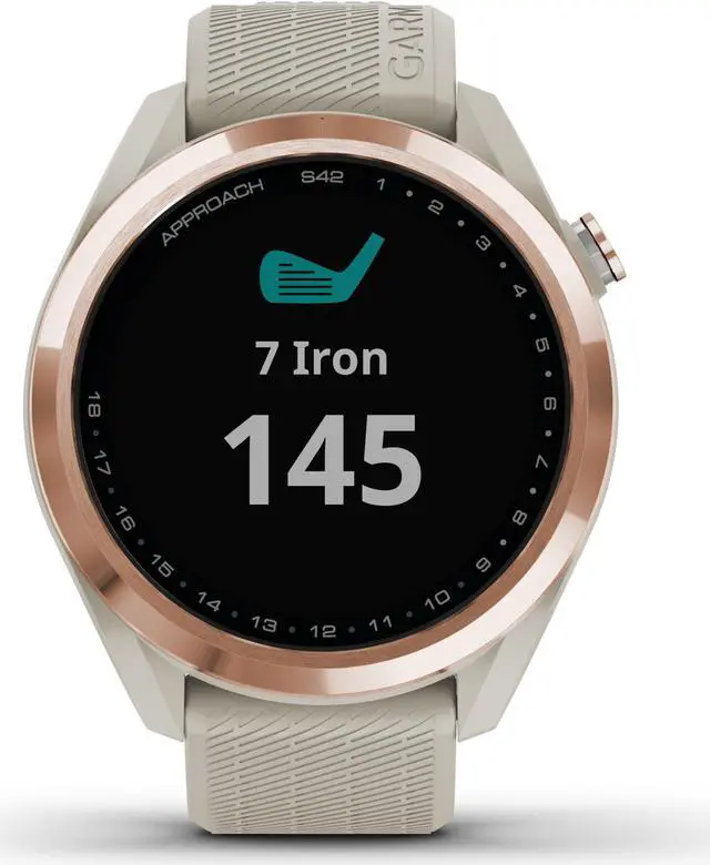 Main image of Garmin Approach S42, Rose Gold with Light Sand band | Smart Watch 010-02572-12