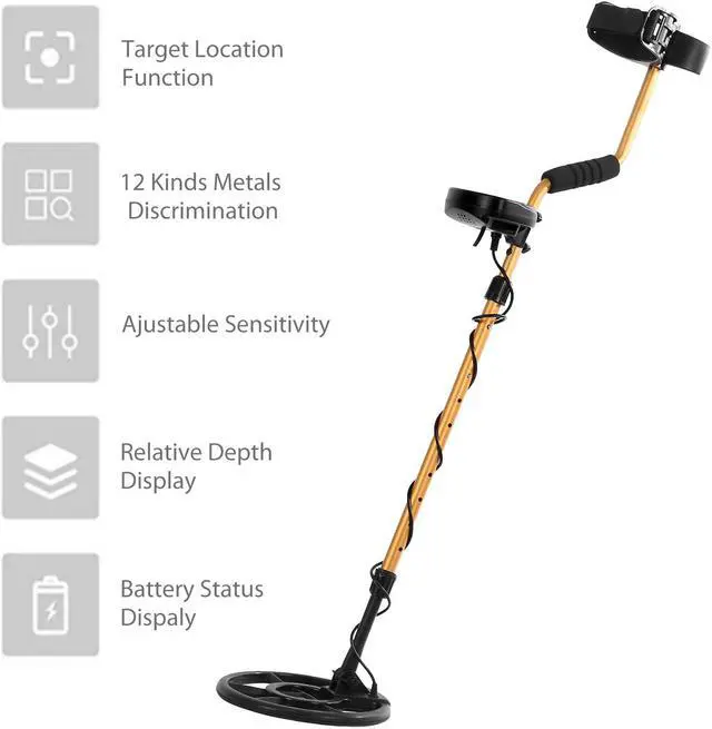 Alt view image 4 of 8 - Nalanda 18 kHz Metal Detector with 5 Detection Modes, Outdoor Gold Digger Handheld Metal Finder with Adjustable Sensitivity Waterproof Search Coil LCD Display (Foldable Shovel Included)