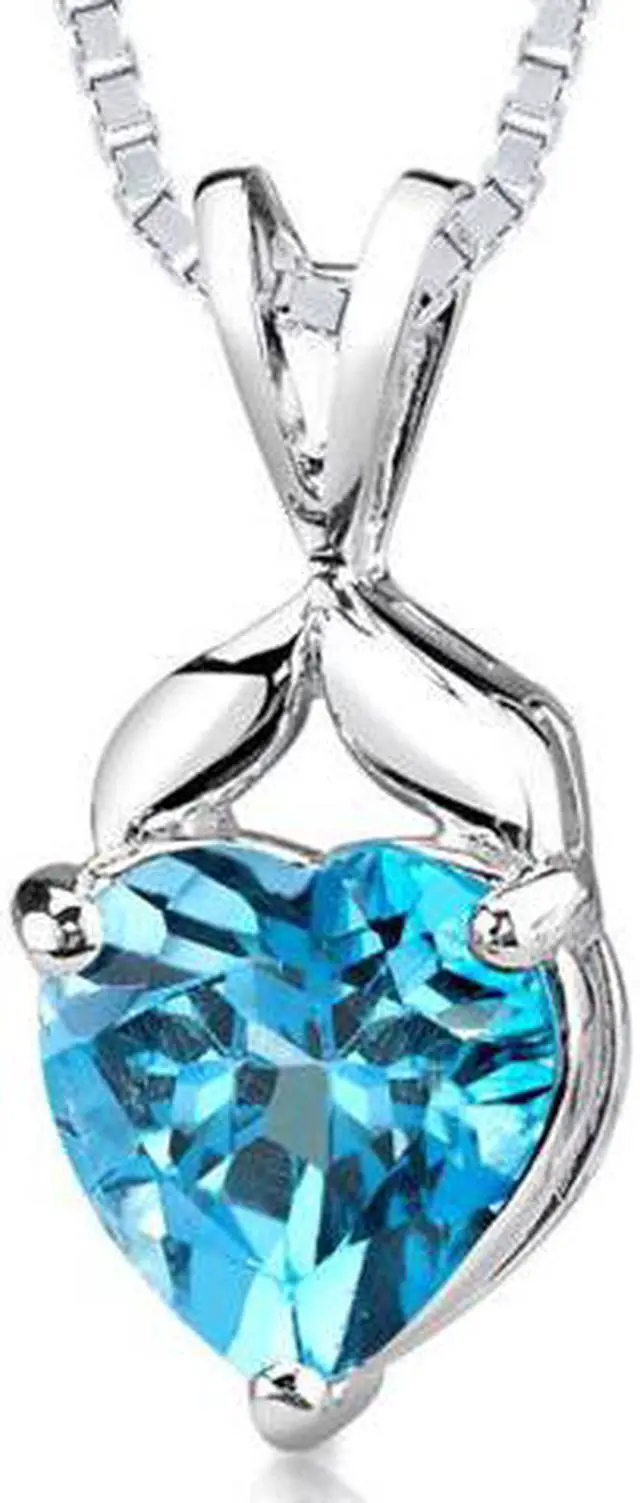 Main image of Oravo SP1954 3.00 CTW Heart Shaped Swiss Blue Topaz Pendant in Sterling Silver