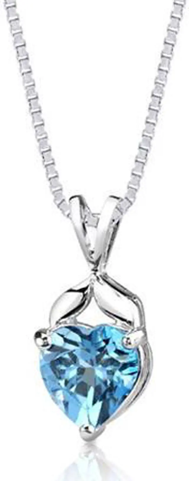 Alt view image 2 of 2 - Oravo SP1954 3.00 CTW Heart Shaped Swiss Blue Topaz Pendant in Sterling Silver