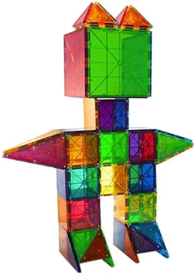 Alt view image 3 of 6 - Magna-Tiles House 100pcs Sets, The Original, Award-Winning Magnetic Building, Creativity & Educational, Stem Approved, Solid & Clear Colors