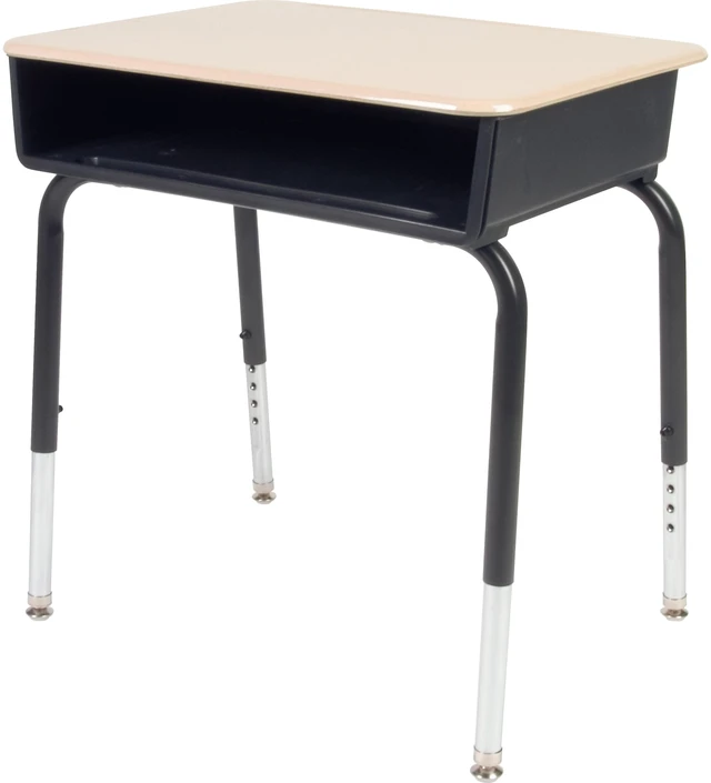 Main image of Virco 785 Open Front Student Desk with Book Box - Sandstone Rectangle Top - 4 Legs - Height Adjustable - Educational Environment - Assembly Required - Chrome, Laminated - 2 / Carton - 785ME96