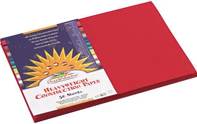 Main image of SunWorks 9907 Construction Paper- 58 lbs.- 12 x 18- Holiday Red- 50 Sheets/Pack