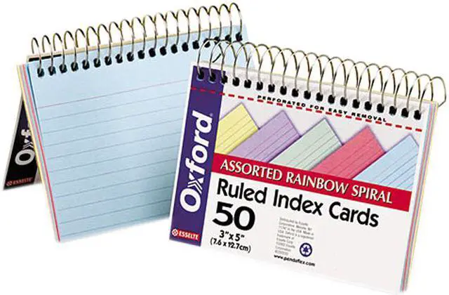 Main image of Esselte Pendaflex 40285 Spiral Index Cards, 3 x 5, Blue/Violet/Canary/Green/Cherry, 50/Pack