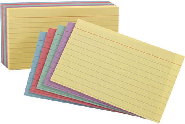Oxford Ruled Index Cards, 4 X 6, Blue/Violet/Canary/Green