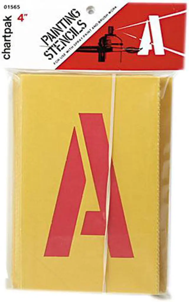 Main image of Chartpak CHA01565 Painting Stencil Numbers-Letters- 4in.- Yellow