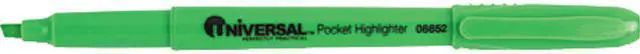 Main image of UNIVERSAL Pocket Clip Highlighter Chisel Tip Fluorescent Green Ink Dozen 08852