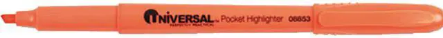 Main image of Universal 08853 Pocket Clip Highlighter- Chisel Tip- Fluorescent Orange Ink- 12/Pk