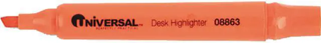 Main image of UNIVERSAL Desk Highlighter Chisel Tip Fluorescent Orange Dozen 08863