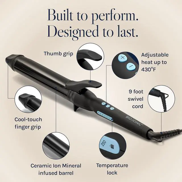 Alt view image 7 of 12 - Bio Ionic Long Barrel Styler 1.5 Inch Curling Iron, Black by for Women