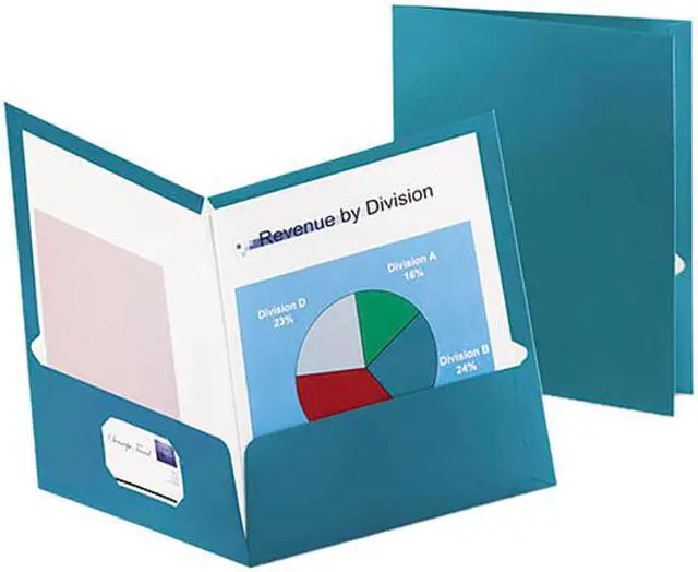 Main image of Tops Pendaflex 5049561 Two-Pocket Laminated Folder, 150-Sheet Capacity, Metallic Teal