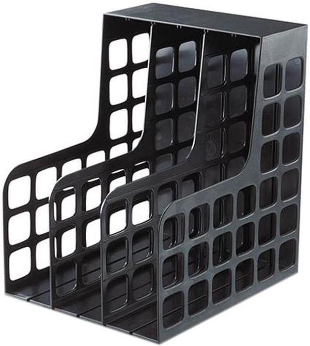 Plastic Magazine File, Two Snap-In Dividers, 9 x 10.63 x 12, Black