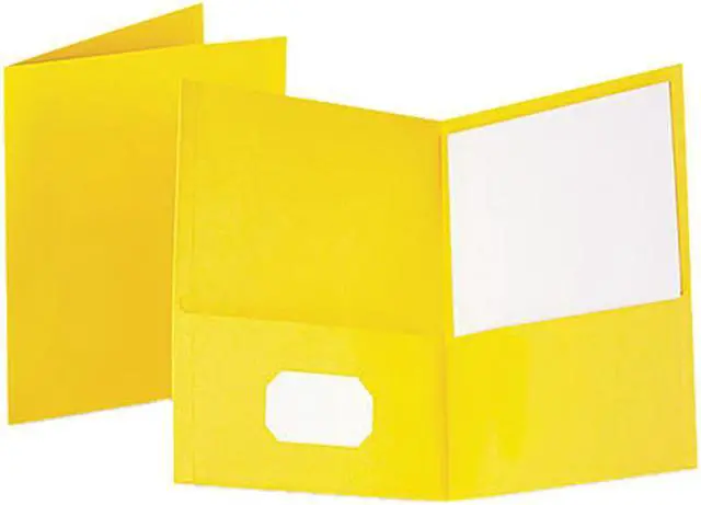 Main image of Tops Pendaflex 57509 Twin-Pocket Portfolio  Embossed Leather Grain Paper  Yellow