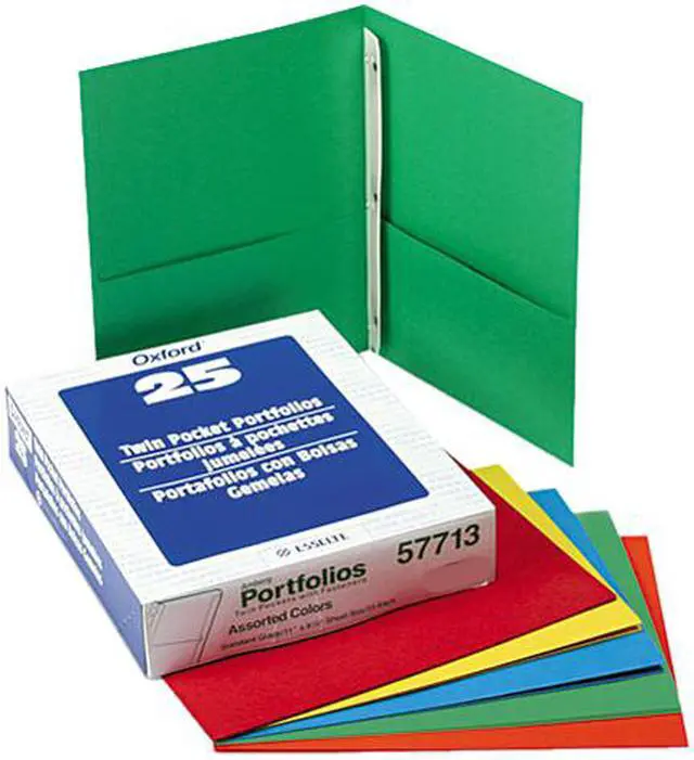 Main image of Tops Pendaflex 57713 Paper Twin-Pocket Portfolio  Tang Clip  Letter  1/2   Capacity  Assorted  25/Box
