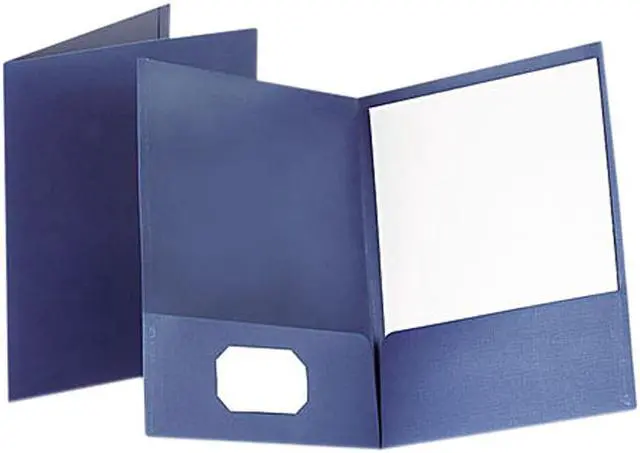 Main image of Oxford 53443 Linen Finish Twin Pocket Folders, Letter, Navy, 25/Box