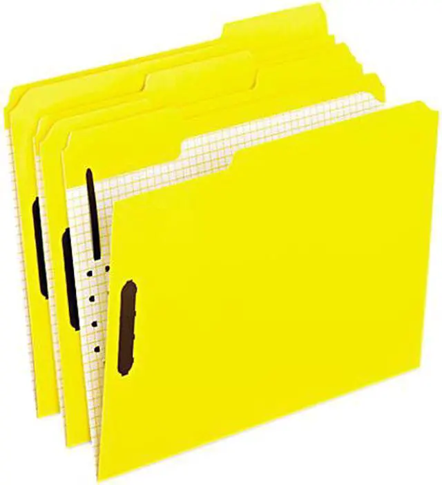 Main image of Tops Pendaflex 21309 Folders With Embossed Fasteners 1/3 Cut Top Tab Letter Yellow 50/Box