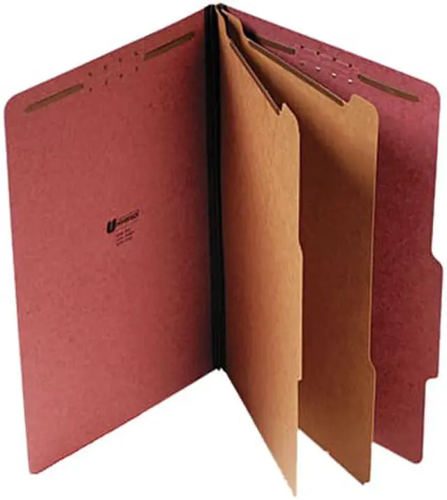 Main image of Universal 10280 Pressboard Classification Folder  Legal  6-Section  Red