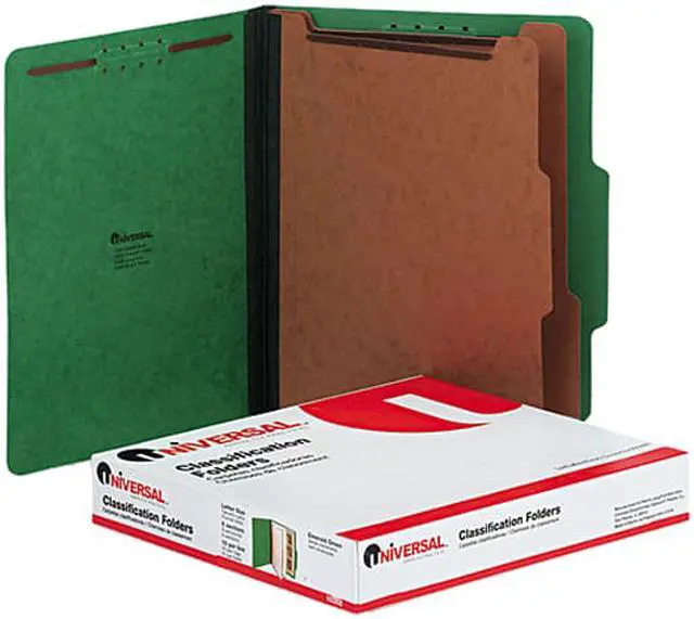Main image of Universal 10302 Pressboard Classification Folders  Ltr  6-Section  Emerald GN  10/box