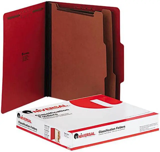 Main image of Universal 10303 Pressboard Classification Folders  Letter  6-Section  Ruby Red  10/bx