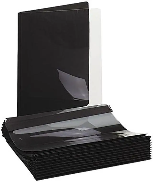Main image of Universal 56116 Plastic Report Cover  Tang Clip  Letter  1/2   Capacity  Clear/Black  25 per Box