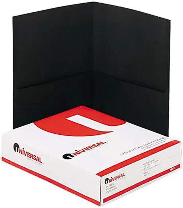 Main image of Universal 56616 Two-Pocket Portfolio  Embossed Leather Grain Paper  Black