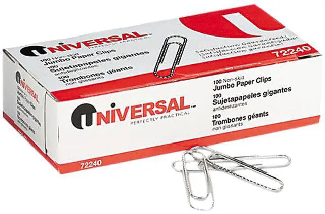 Main image of Universal Jumbo Nonskid Paper Clips Silver 100/Pack 10 Packs/Box ( AZRUNV72240)