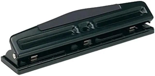 Main image of Universal 74323 12-Sheet Deluxe Two- and Three-Hole Adjustable Punch  9/32   Holes  Black