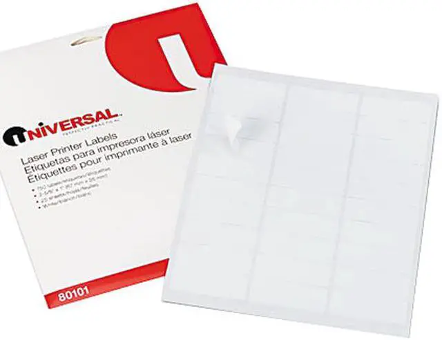 Main image of Universal 80101 Laser Printer Permanent Labels 2-5/8 x 1 White 750 per Pack
