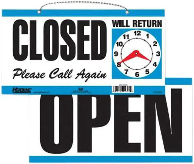 Main image of U.S. Stamp & Sign USS9395 Open-Close Sign- w- Please Call Again- 11-.50in.x6in.- White-Blue