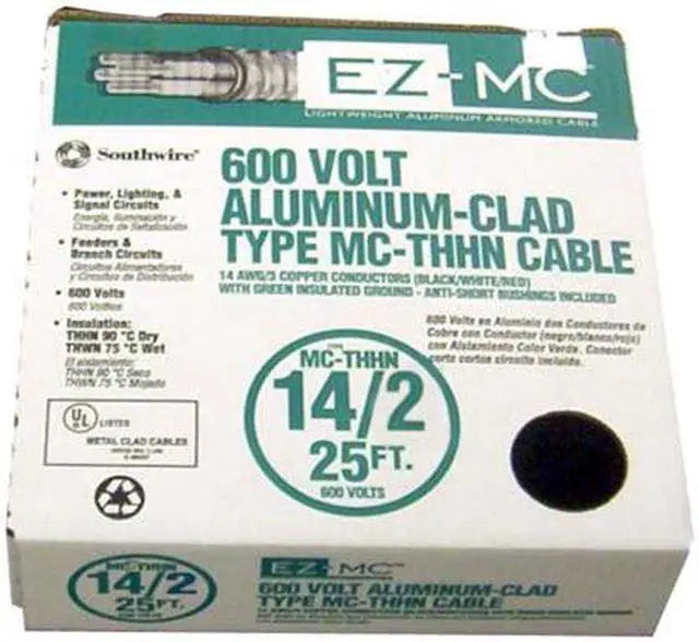 Main image of Southwire 68579221 25' 14/2 Type MC Cable Aluminum