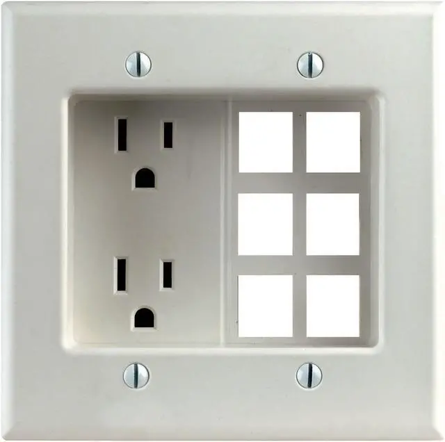 Main image of Leviton R42-00690-00W White Decora® Residential Recessed 2 Gang Duplex Receptacle Box