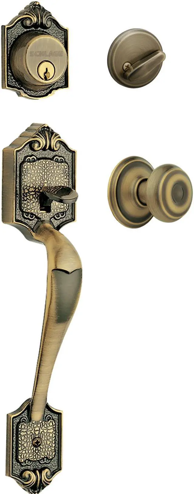 Schlage F60VPAR609GEO Entry Handleset Parthenon & Georgian Knob