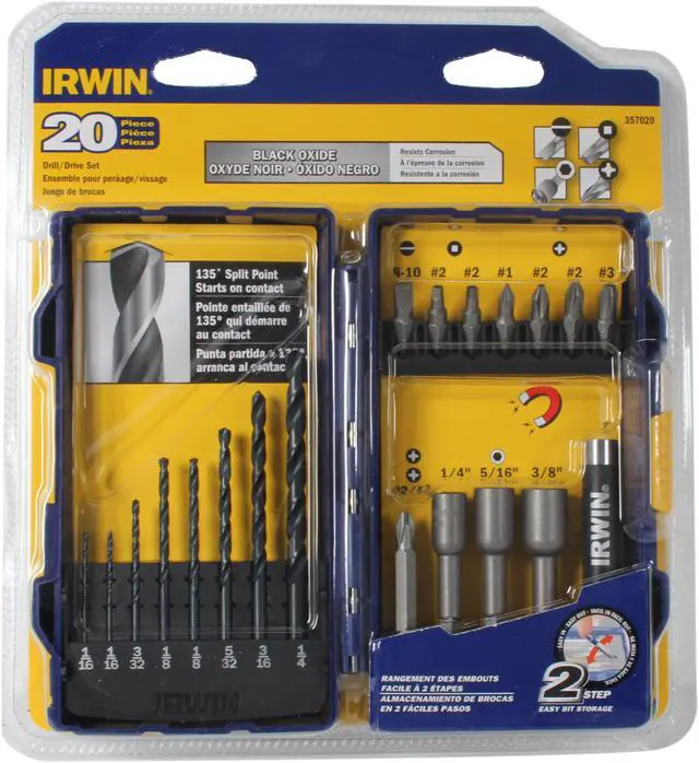 Alt view image 4 of 4 - Irwin Tools                              Fastener Drive Tool and Drill Bit Set, 20-Piece