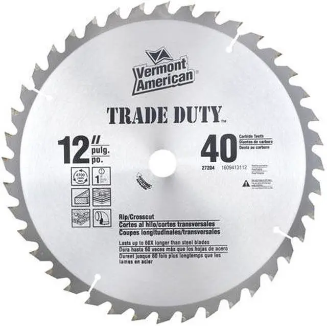 Main image of Vermont American 27204 12" Trade Duty® Series 40TSI Carbide Tipped Circular Saw Blade