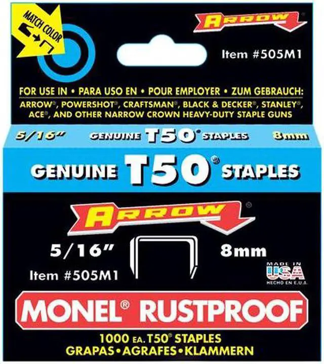 Arrow Fastener T50 Staples - 1/4-Inch Staples For Heavy-Duty Staplers, Made In USA