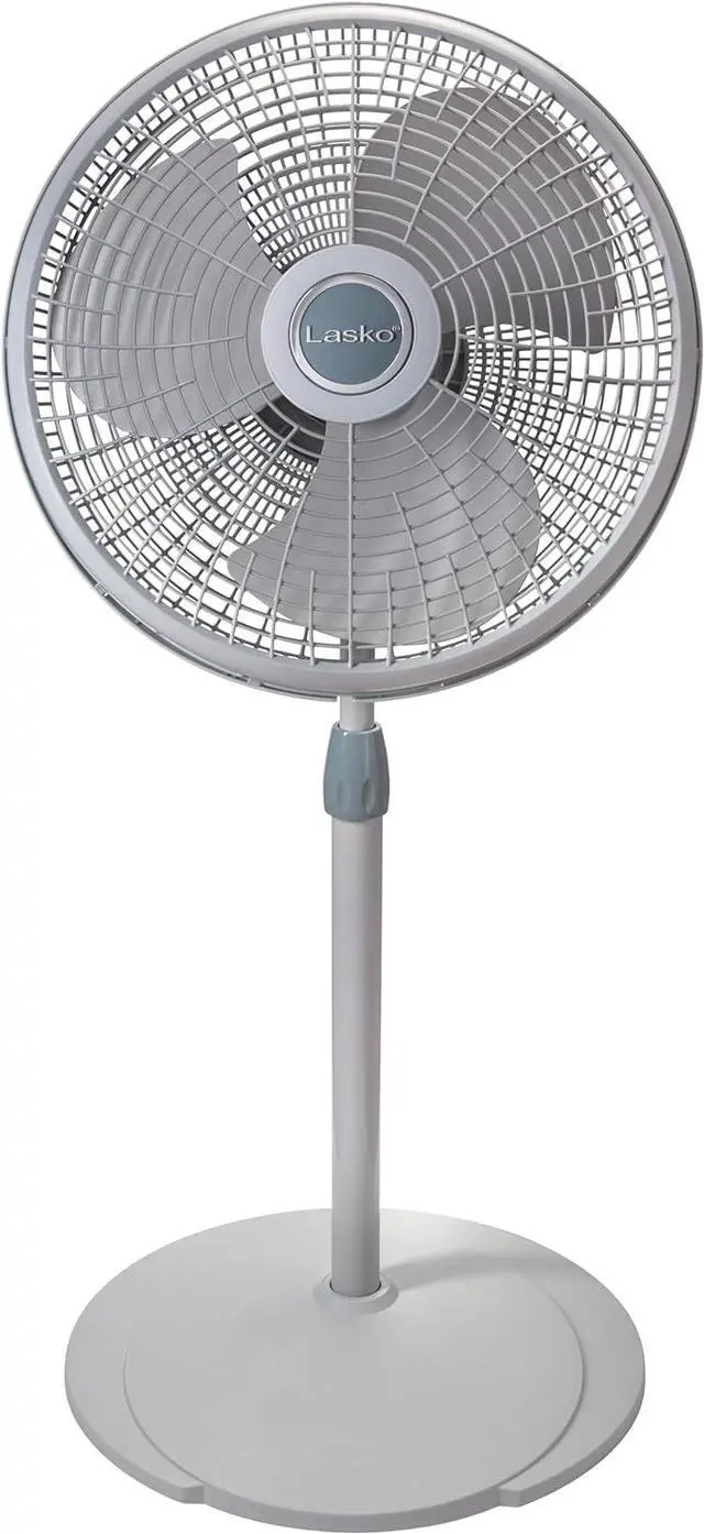 Alt view image 6 of 6 - Lasko Oscillating Pedestal Stand Fan, 3-Speeds, Adjustable Height, Tilt Back Fan Head for Indoor, Bedroom, Living Room, Home Office, Dorm Use, 16 Inch, Gray, 2526