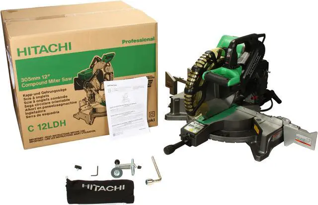 Alt view image 8 of 8 - Hitachi C12LDH 12" Dual Compound Miter Saw with Laser Marker & Digital Display