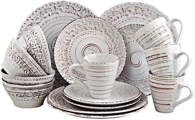 Main image of Elama Ocean Breeze 16-Piece Dinnerware Set, Cream