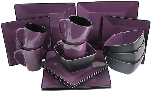 Purple Elama Square Stoneware Purple Square Dinnerware Sets Sales