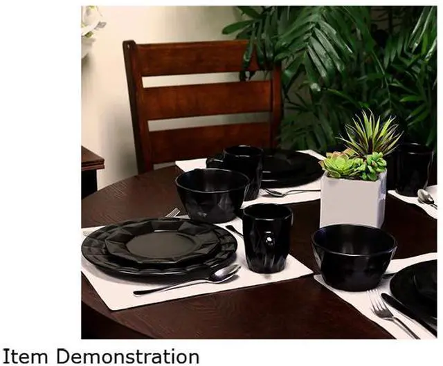 Alt view image 5 of 5 - Elama Retro Chic Glazed Dinnerware - 16 Piece - Black