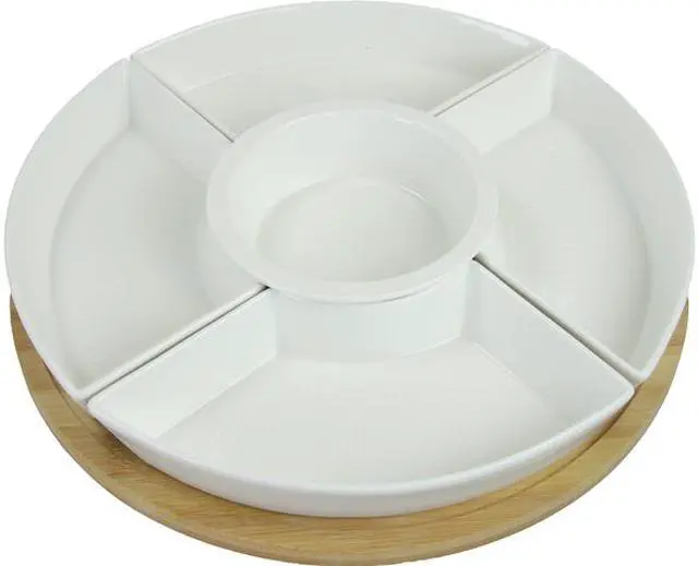 Main image of Elama Signature 12 1/4 Inch 6pc Lazy Susan Appetizer and Condiment Server Set