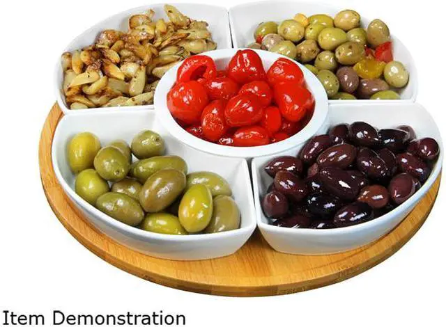 Alt view image 4 of 4 - Elama Signature 12 1/4 Inch 6pc Lazy Susan Appetizer and Condiment Server Set