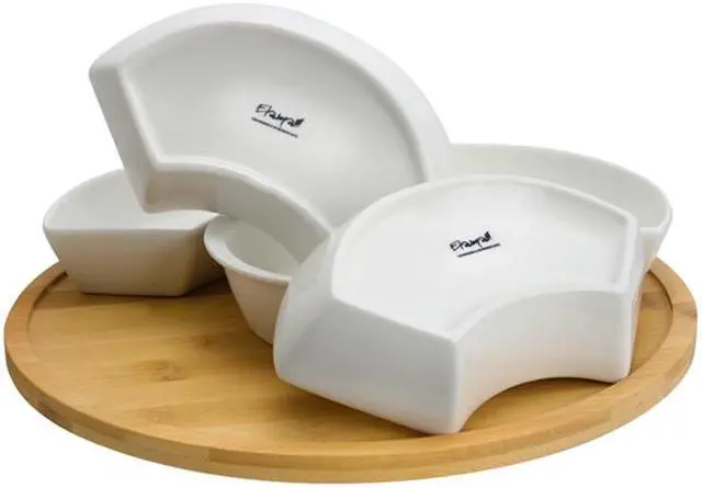 Alt view image 3 of 4 - Elama Signature 12 1/4 Inch 6pc Lazy Susan Appetizer and Condiment Server Set