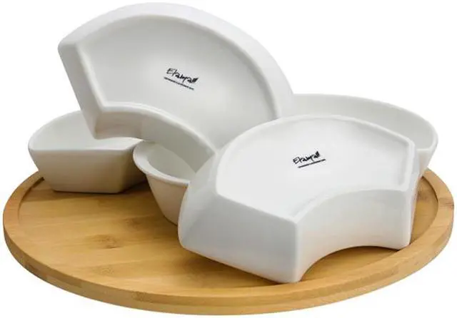 Alt view image 3 of 4 - Elama Signature 12 1/4 Inch 6pc Lazy Susan Appetizer and Condiment Server Set