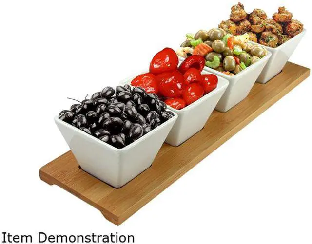 Alt view image 4 of 4 - Elama Signature Modern 5pc Appetizer and Condiment Server with 4 Serving Dishes