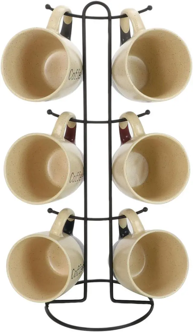 Alt view image 2 of 12 - Elama Coffee House 6-Piece 12 oz. Mug Set with Stand, Assorted Colors