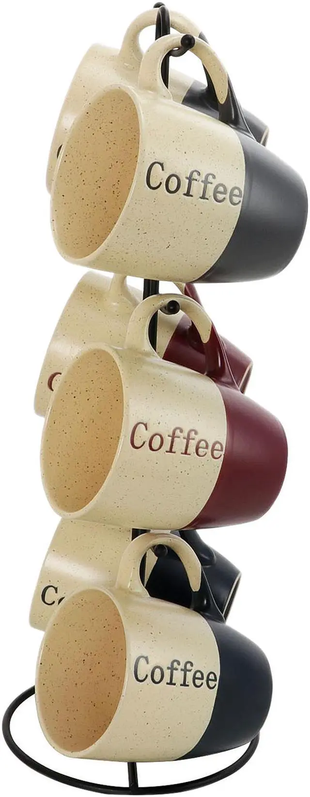 Alt view image 3 of 12 - Elama Coffee House 6-Piece 12 oz. Mug Set with Stand, Assorted Colors
