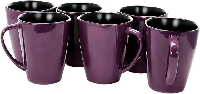 Alt view image 3 of 7 - Elama Mulberry 14 oz. Stoneware Mugs in Purple, Set of 6