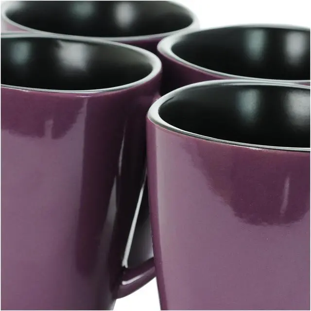 Alt view image 5 of 7 - Elama Mulberry 14 oz. Stoneware Mugs in Purple, Set of 6