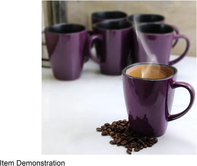 Alt view image 6 of 7 - Elama Mulberry 14 oz. Stoneware Mugs in Purple, Set of 6